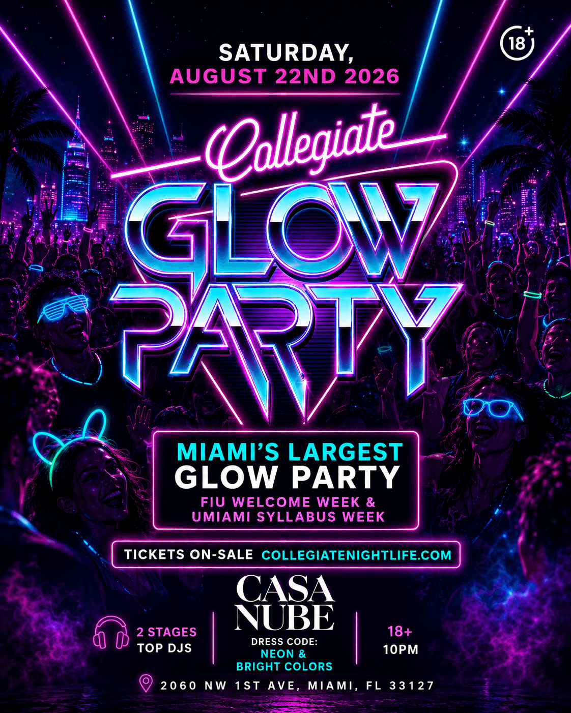 Collegiate Glow Party @ Casa Nube Wynwood