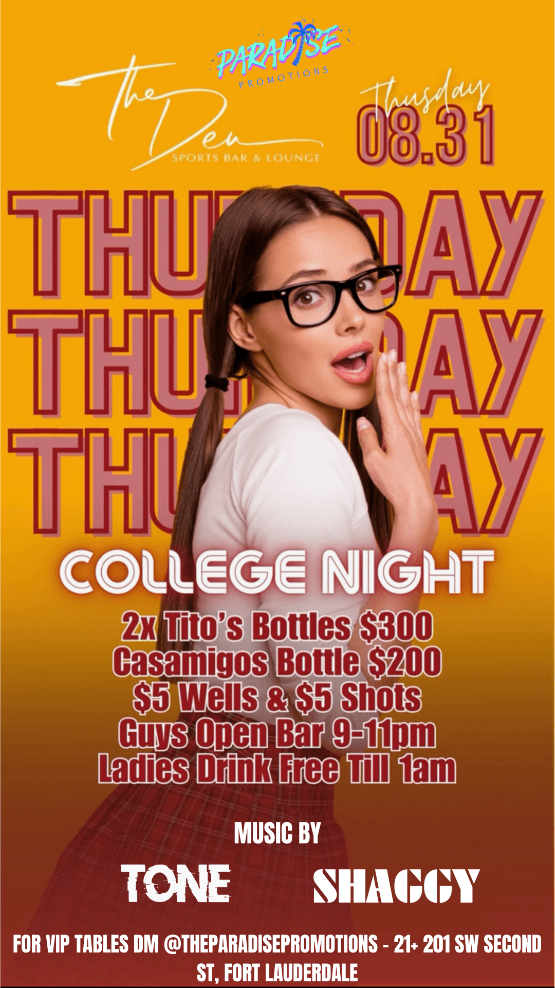 COLLEGE NIGHTS AT THE DEN - THURSDAY'S