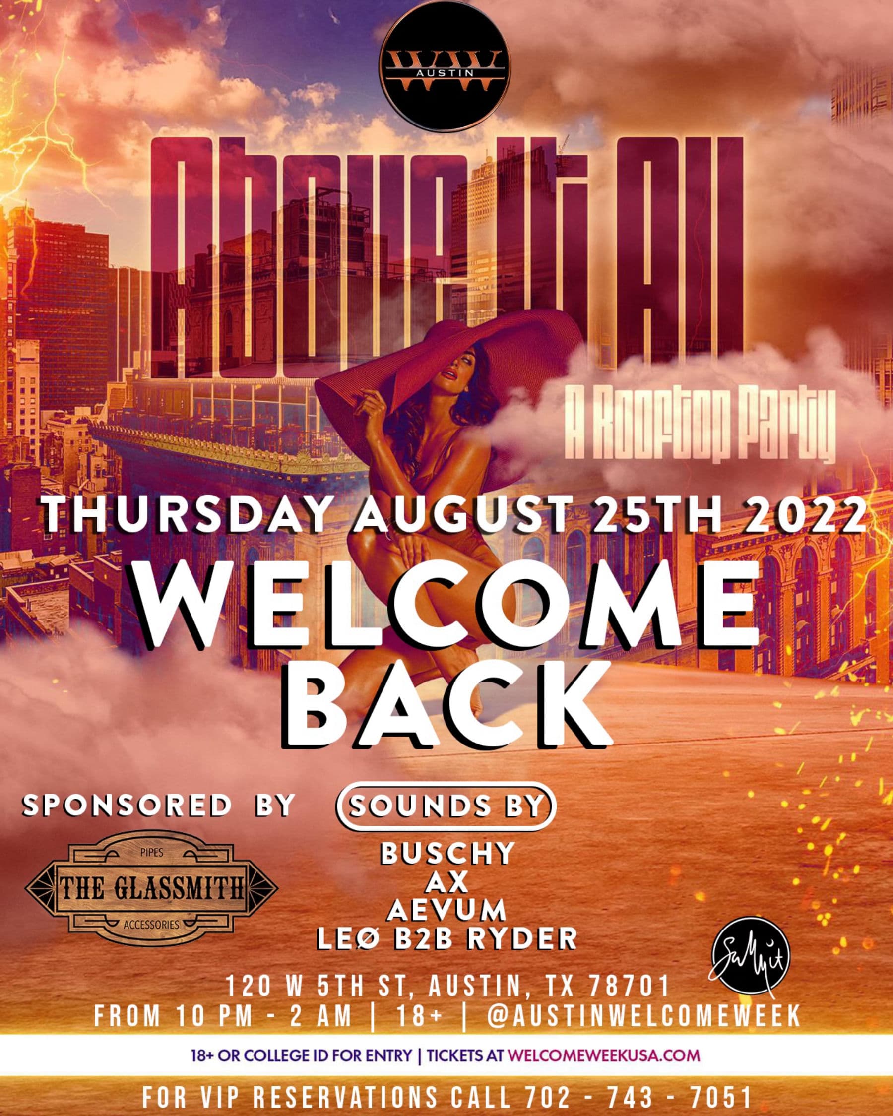 ABOVE IT ALL Rooftop Party @Summit 8/25 (18+)