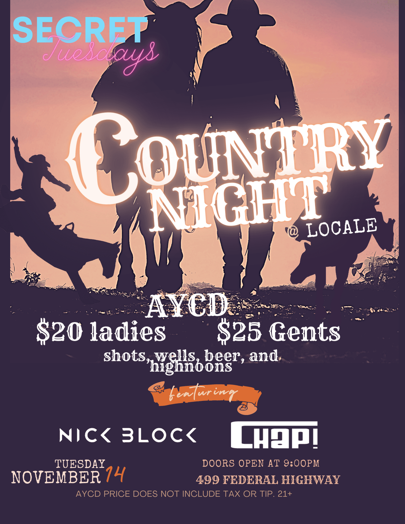 COUNTRY NIGHT WATCH PARTY @ Locale