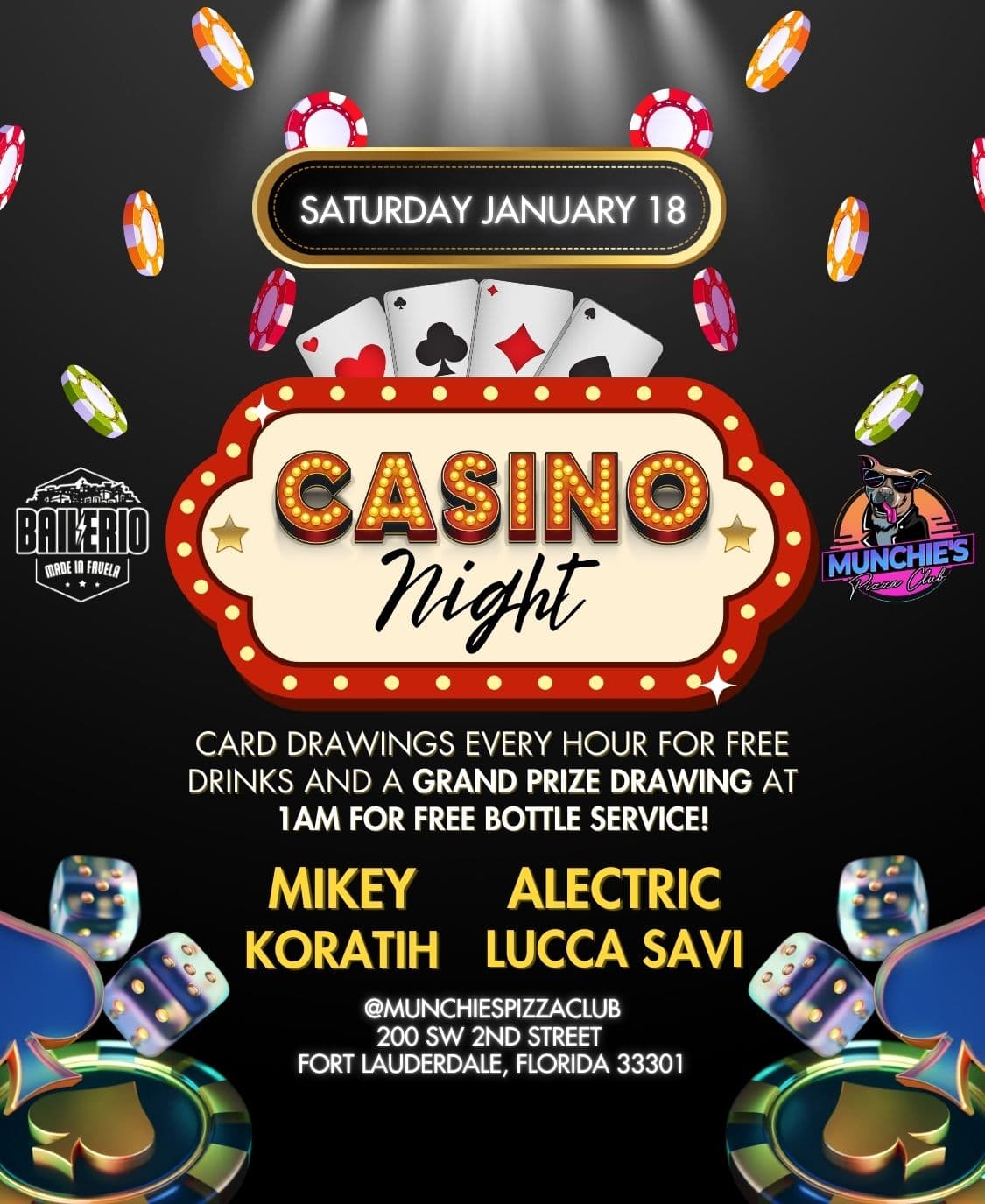 1/18 CASINO NIGHT - BAILE RIO @ MUNCHIE'S FORT LAUDERDALE