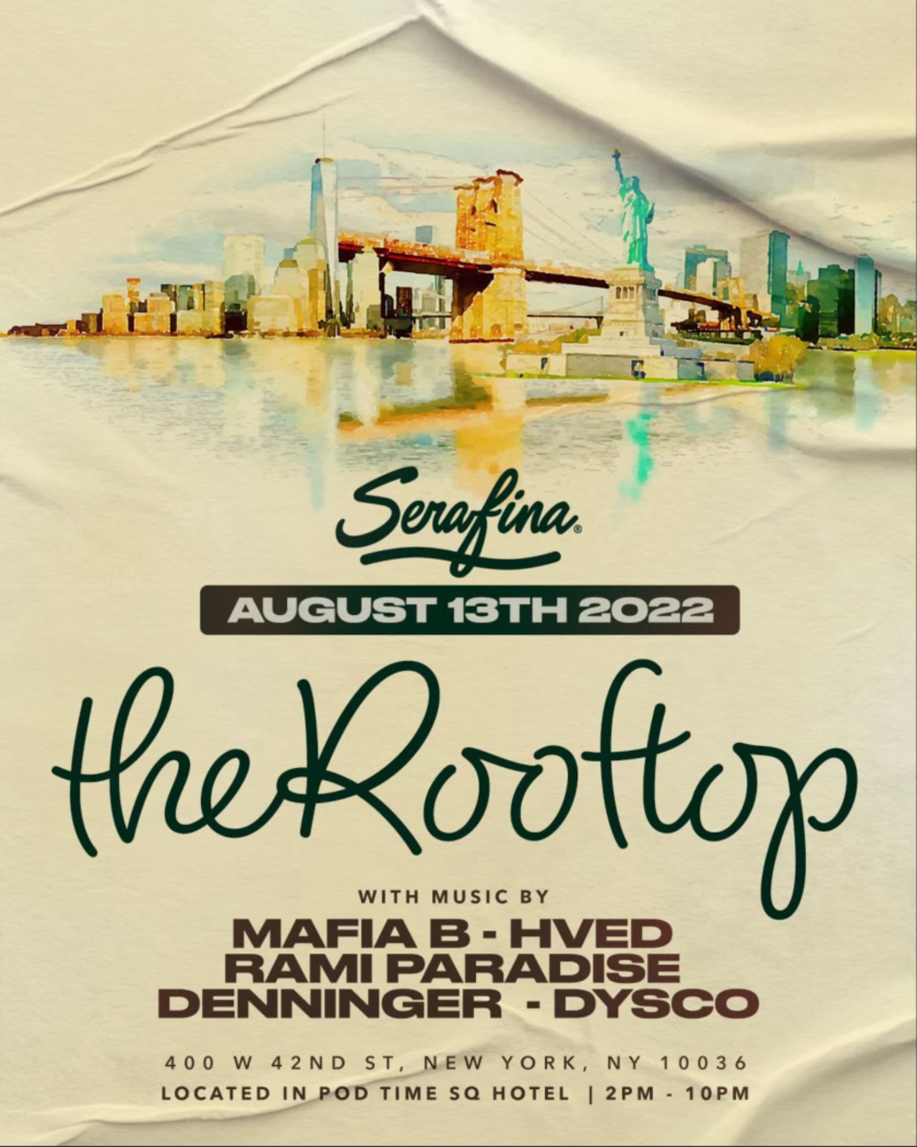 Saturday @Serafina Rooftop 8/13