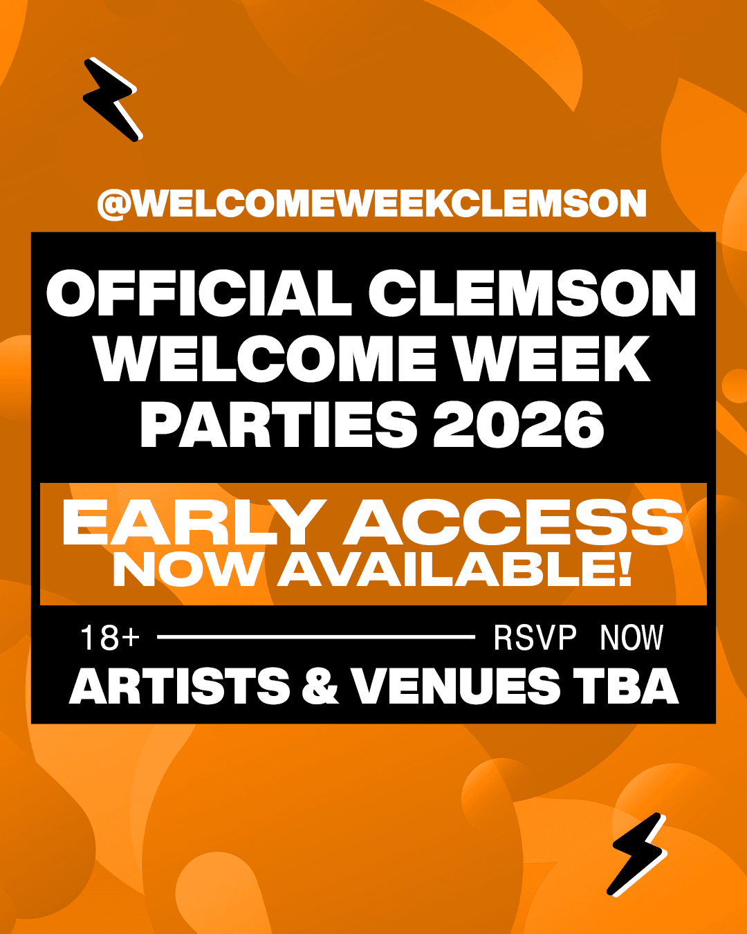 OFFICIAL CLEMSON WELCOME WEEK PARTIES 2026