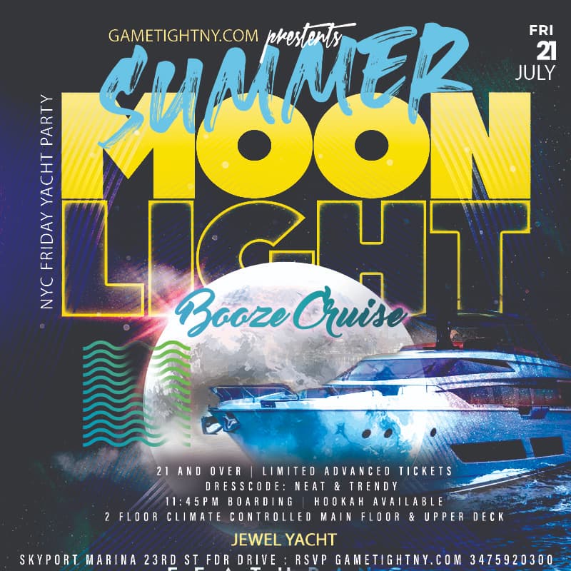 Jewel Yacht Dance under the Moonlight Friday Midnight Party Skyport Marina