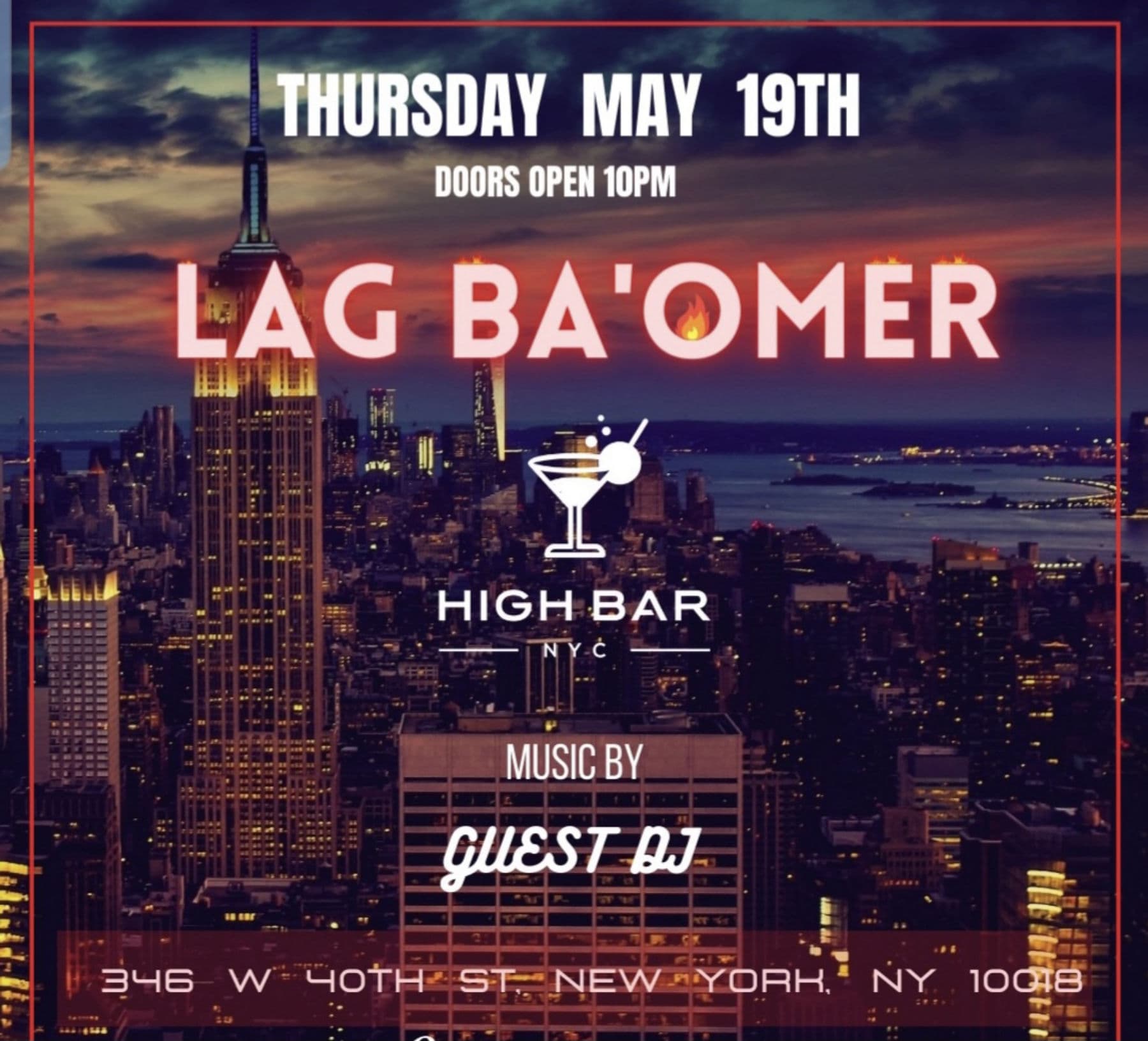 Lag Ba'Omer Party @ Highbar Rooftop Thursday 5/19