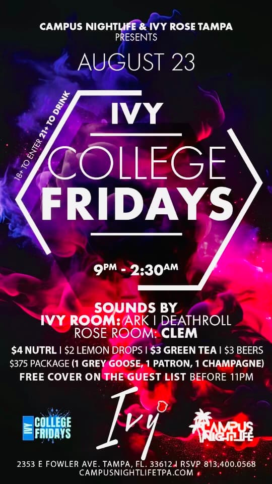 IVY COLLEGE FRIDAYS (USF WELCOME WEEK EDITION)