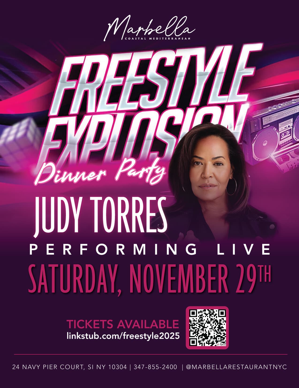 Freestyle Explosion Dinner Party - Saturday, November 29th - Marbella Restaurant