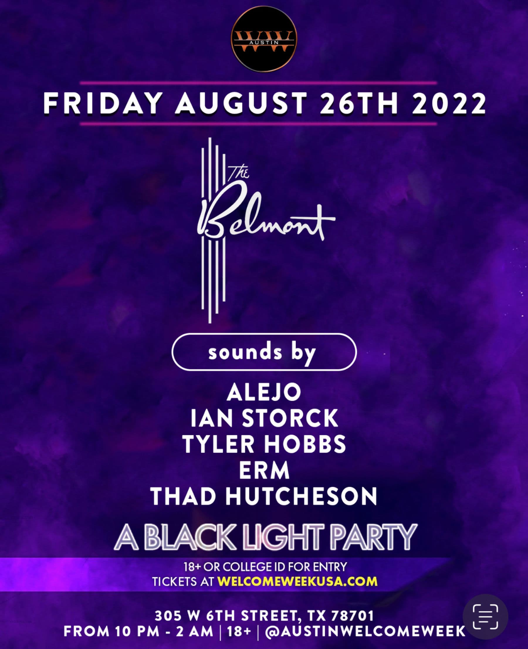 GLOW: A Blacklight Party @Belmont 8/26 (18+)