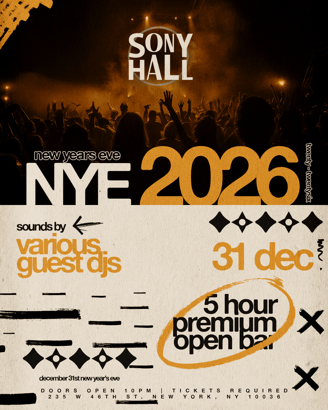 Sony Hall NYE 2026 Party