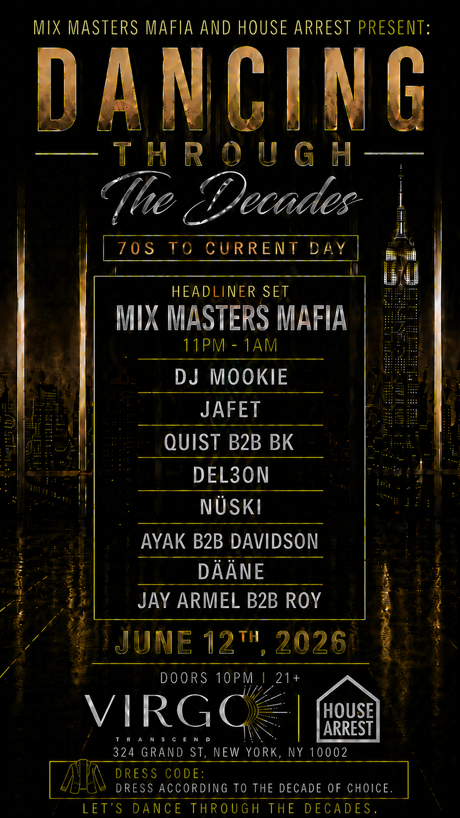 DANCING THROUGH THE DECADES @VIRGO - 6/12