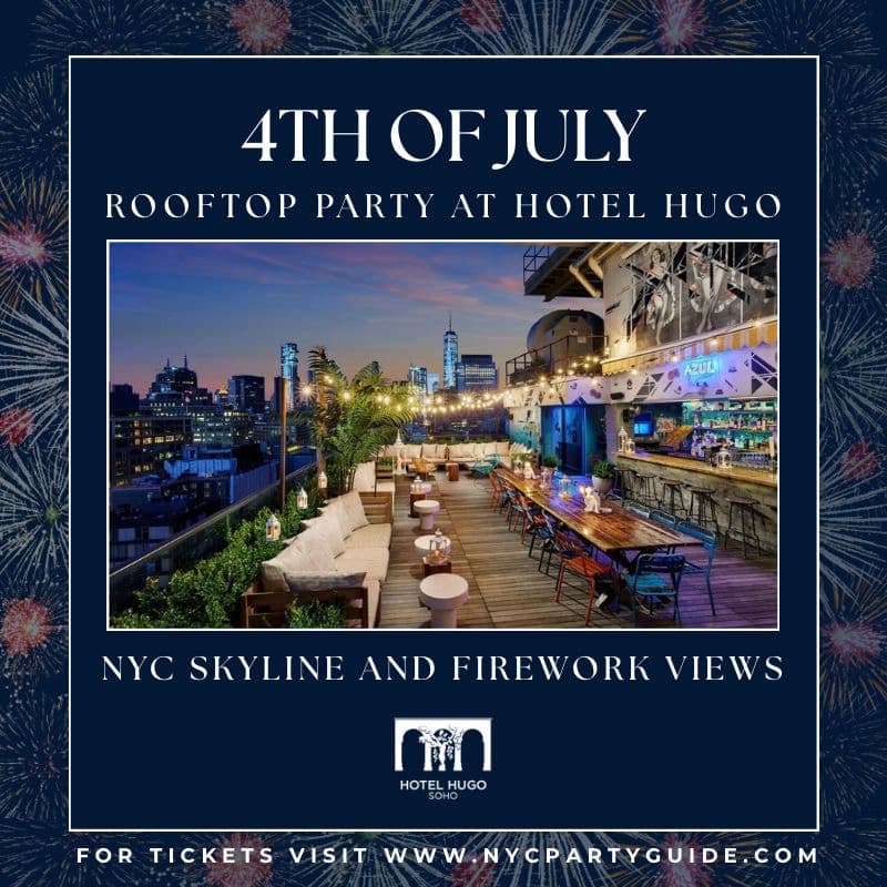 July 4th at Hotel Hugo Soho Rooftop with stunning skyline & firework views!