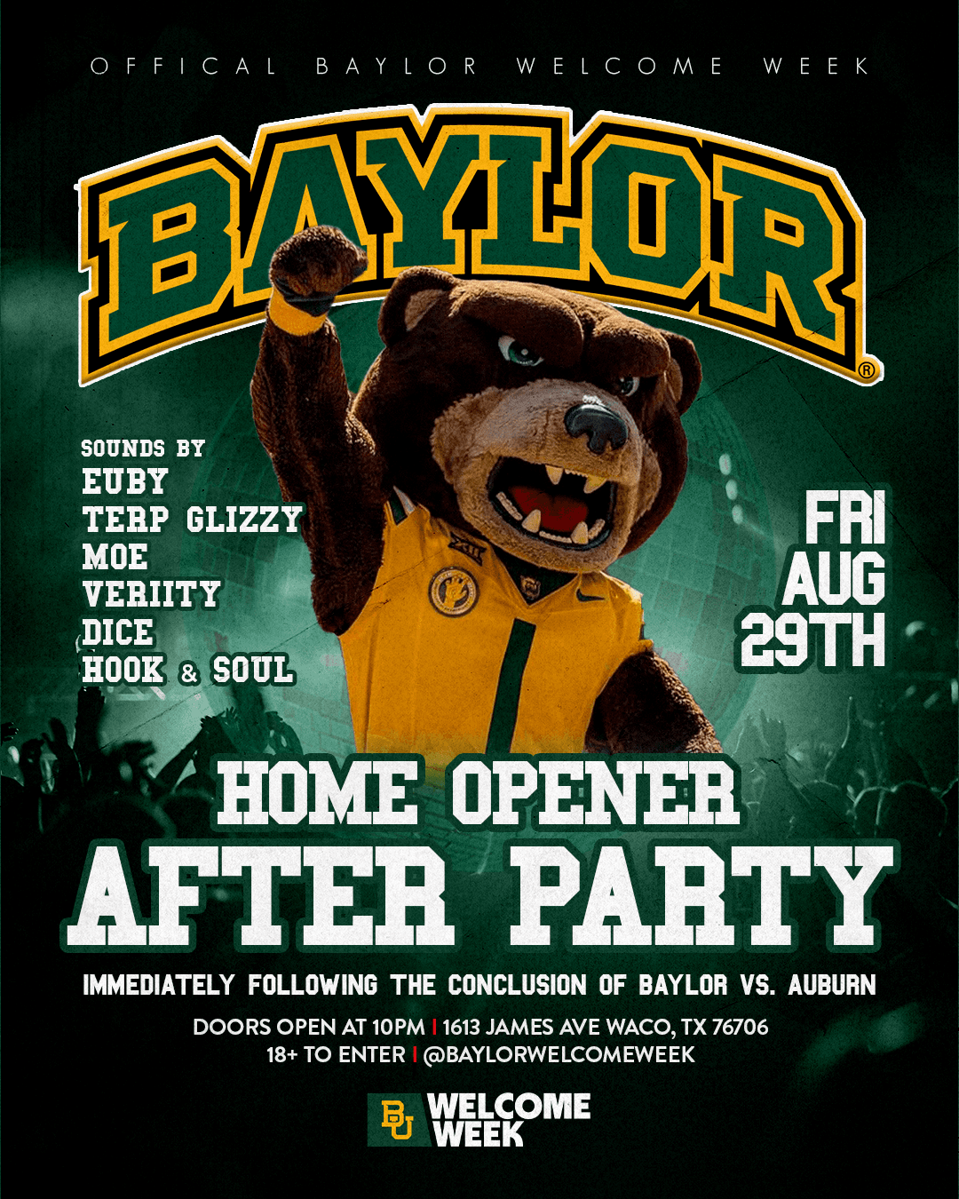 (18+) BAYLOR WELCOME WEEK: HOME OPENER AFTER PARTY