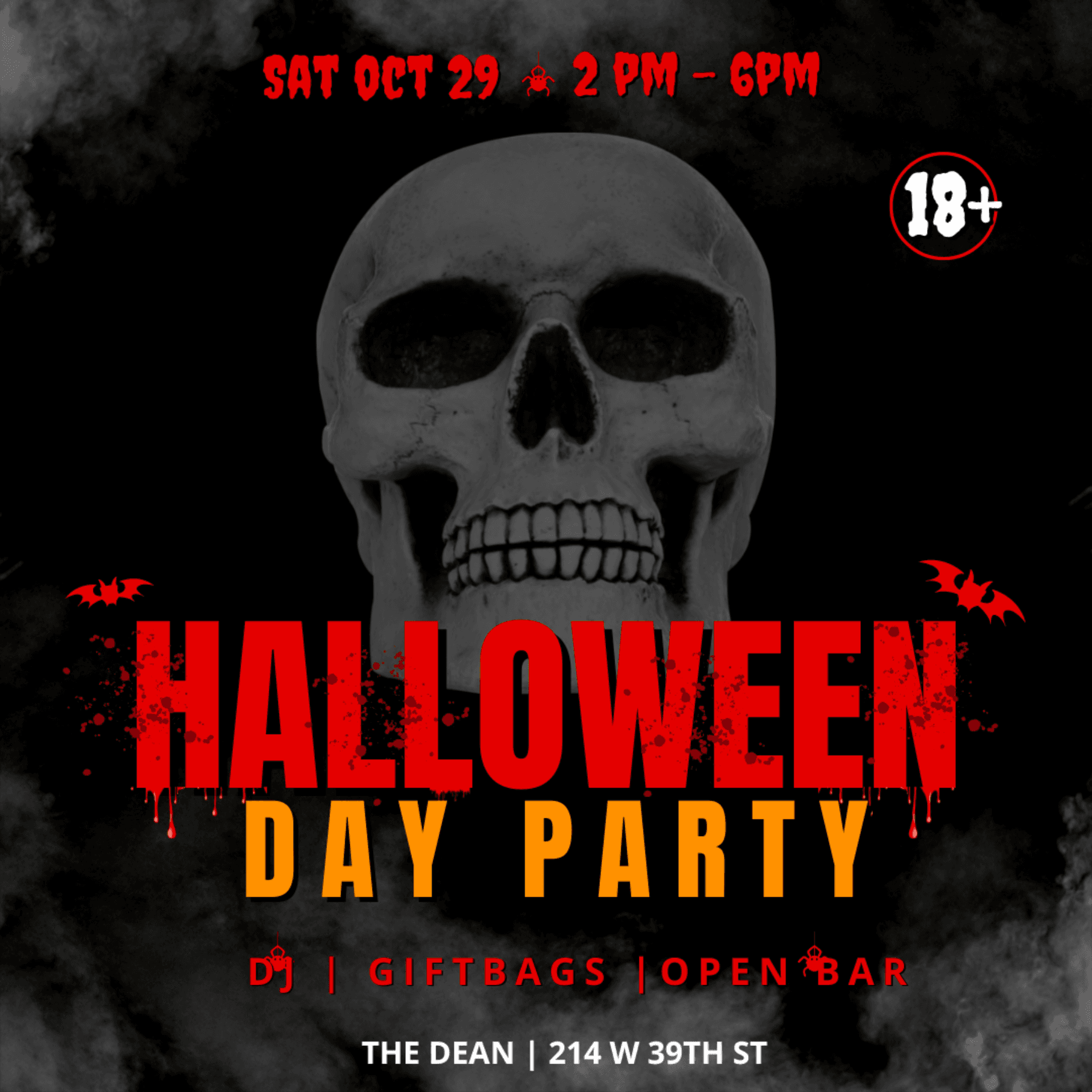 Halloween 1 Hour Open Bar Day Party (18+ Day)