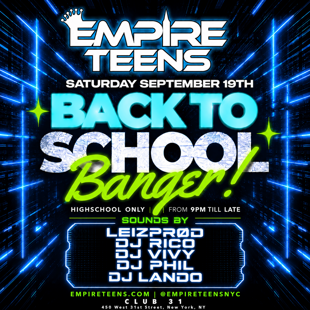BACK TO SCHOOL BANGER 9/19 @ CLUB 31