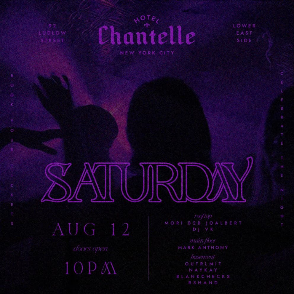 SATURDAY PARTY @ HOTEL CHANTELLE 8/12