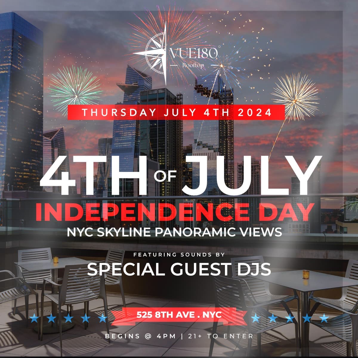 July 4th at Vue 180 Rooftop: Amazing Cityscape & Fireworks Views !!!