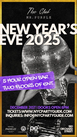 New Year's Eve 2025 at Mr. Purple Rooftop & The Club at Hotel Indigo LES