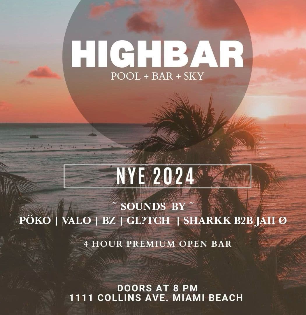 New Years Eve 2024 @ HIGHBAR POOL BAR SKY