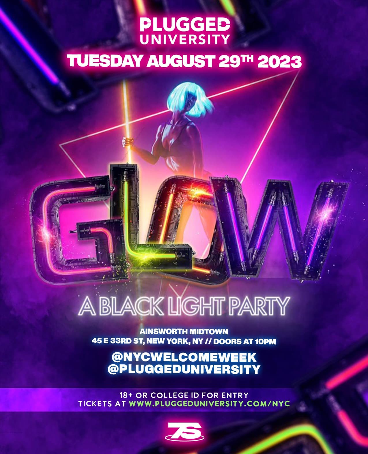 NYC WELCOME WEEK GLOW PARTY (18+) @ AINSWORTH MIDTOWN 8/29