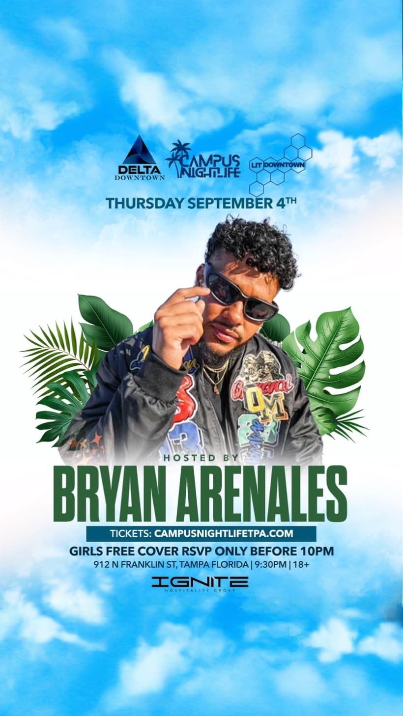 BRYAN ARENALES FROM LOVE ISLAND HOSTING DELTA NIGHTCLUB