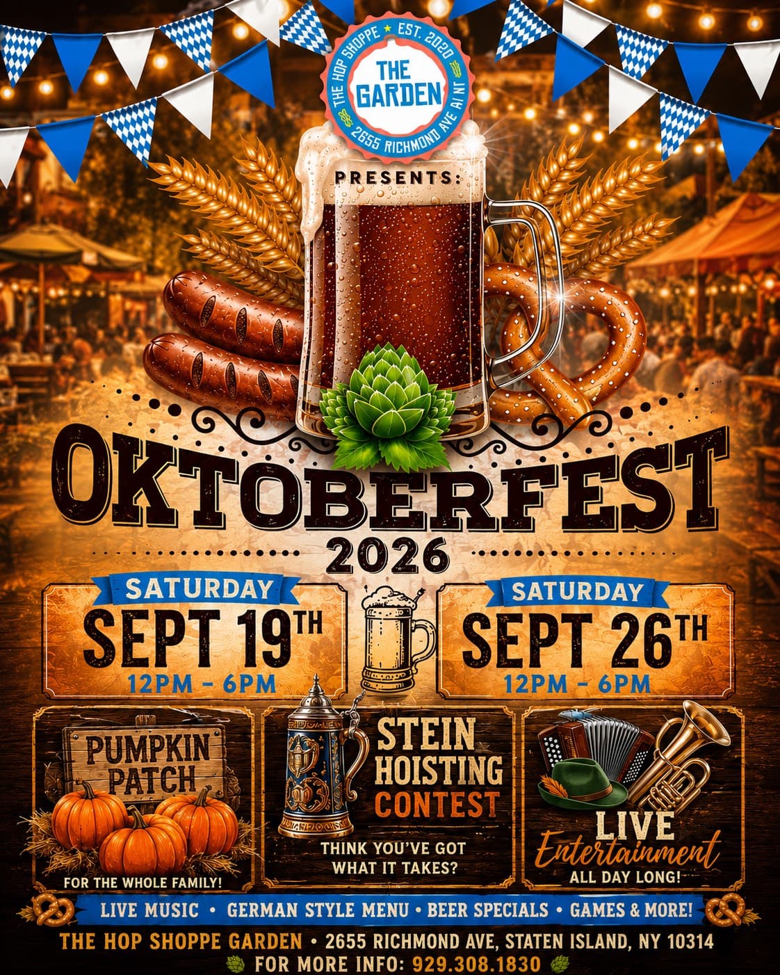 Oktoberfest 2026 - September 19th - The Hop Shoppe Garden