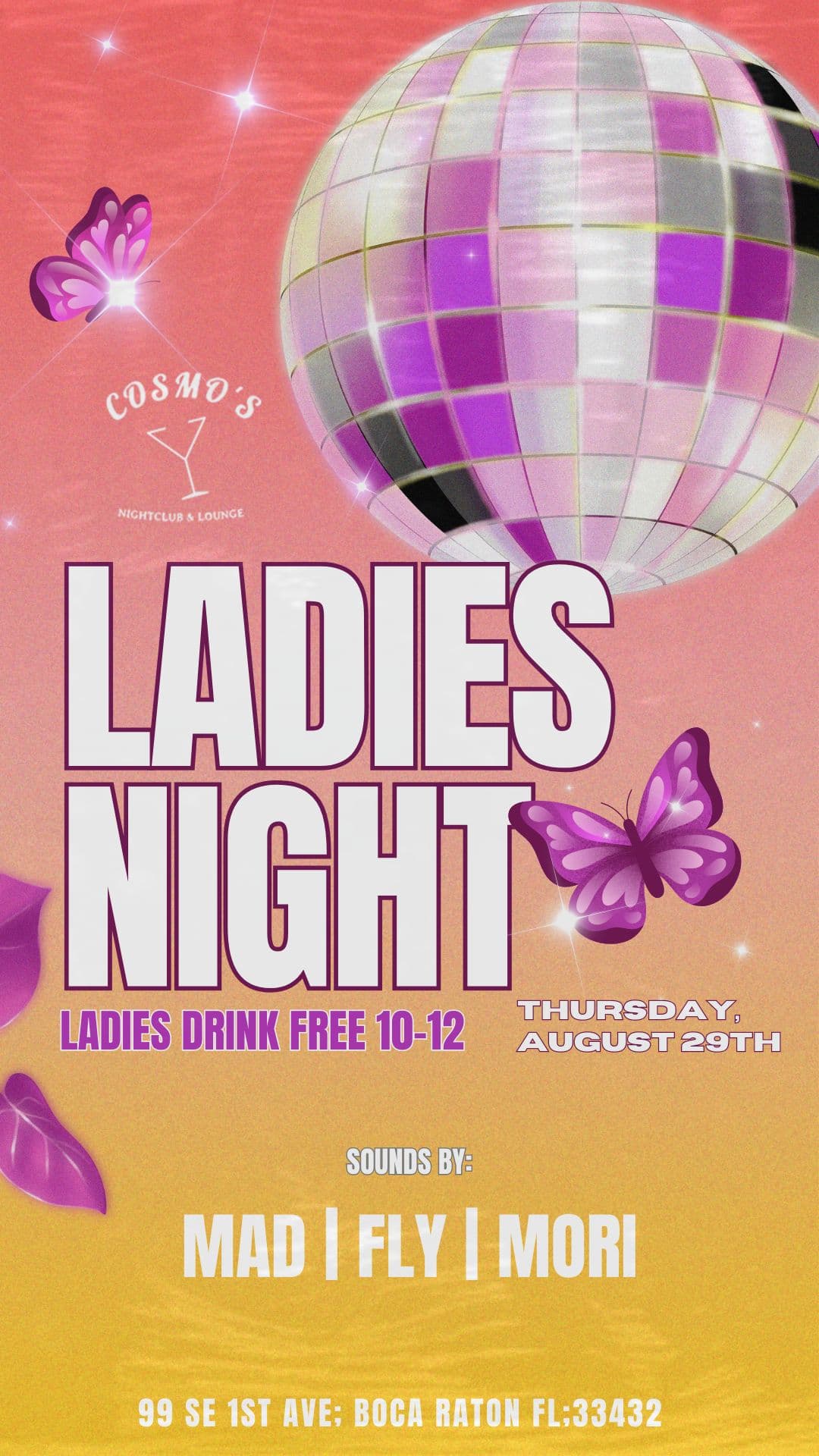 Ladies Night Thursday @ Cosmo’s 8/29