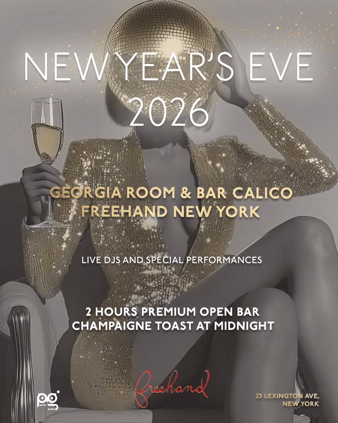 NYE 2026 | Georgia Room & Bar Calico, Freehand Hotel NY:2-venue in 1 Ticket