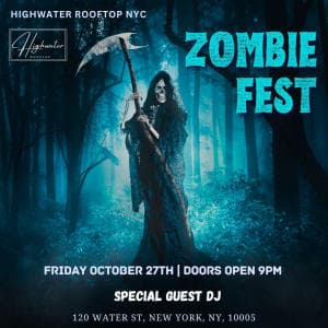 FRIDAY NIGHT HALLOWEEN PARTY @ HIGHWATER ROOFTOP - ZOMBIE FEST!