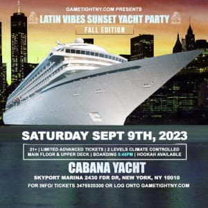 Latinos on the Water Cabana Yacht Party Skyport Marina NYC 2023