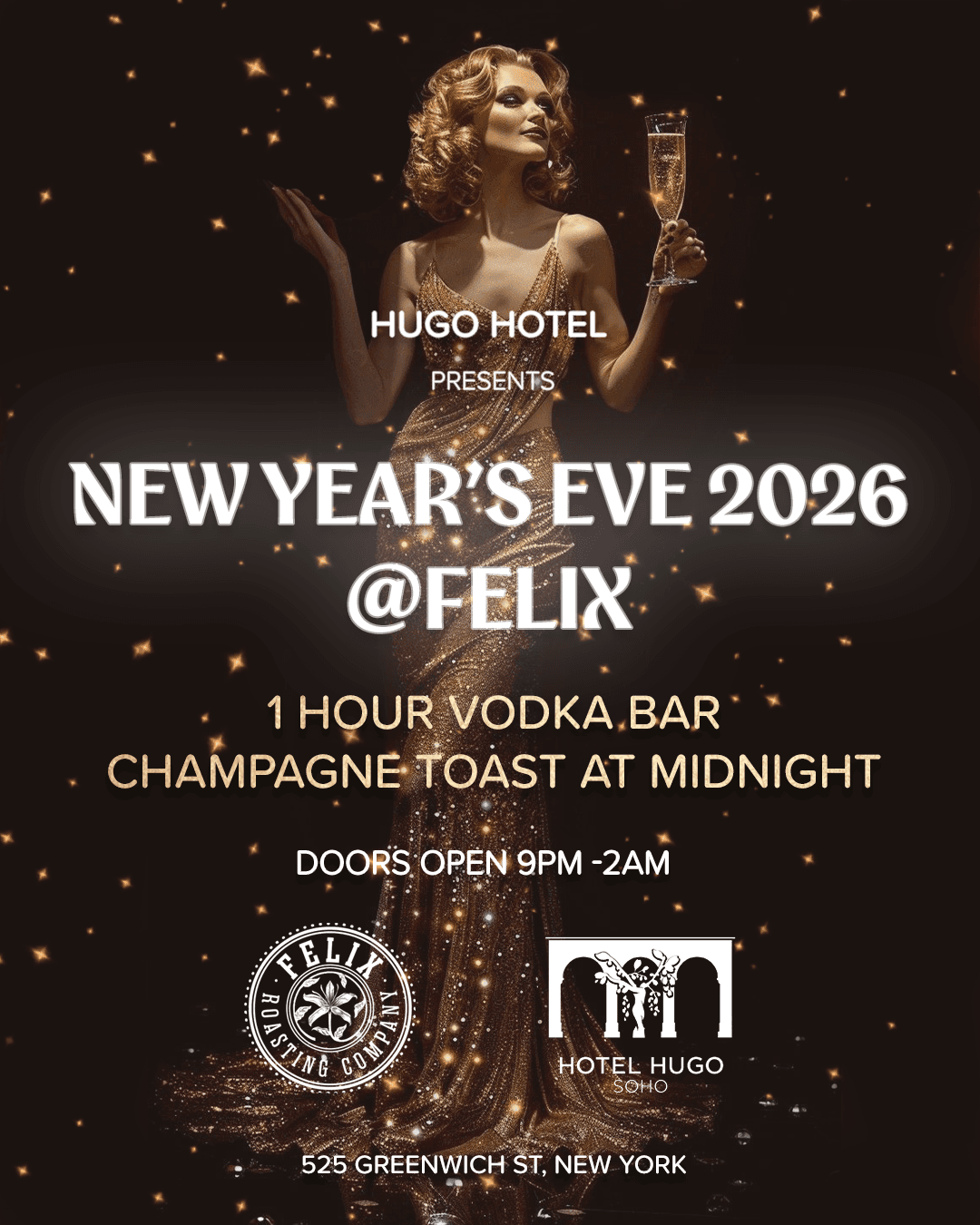 NYE 2026 | Hugo Hotel’s Felix Bar Great Value Located Soho's Trendy Hotel