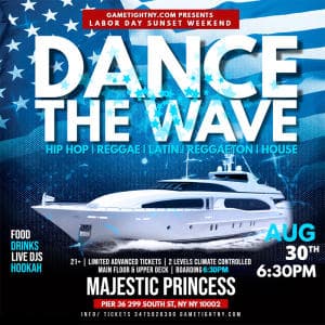 LDW DANCE THE WAVE SATURDAY SUNSET MAJESTIC PRINCESS YACHT PARTY