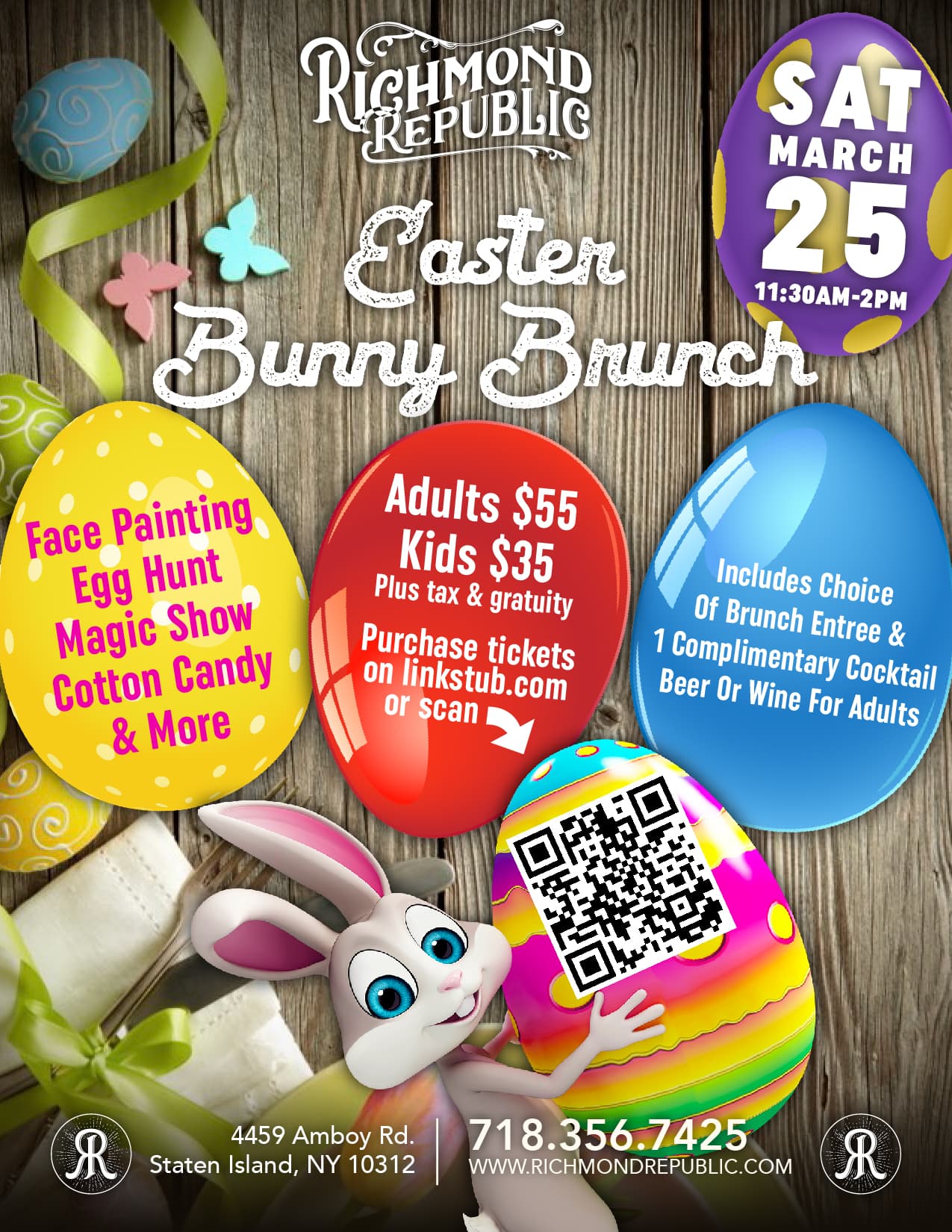 EASTER BUNNY FAMILY BRUNCH @ RICHMOND REPUBLIC 3.25