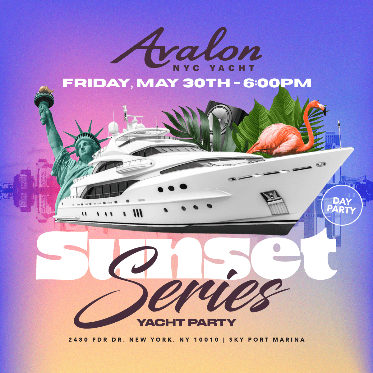 AVALON NYC YATCH PARTY 5/30 at 6PM
