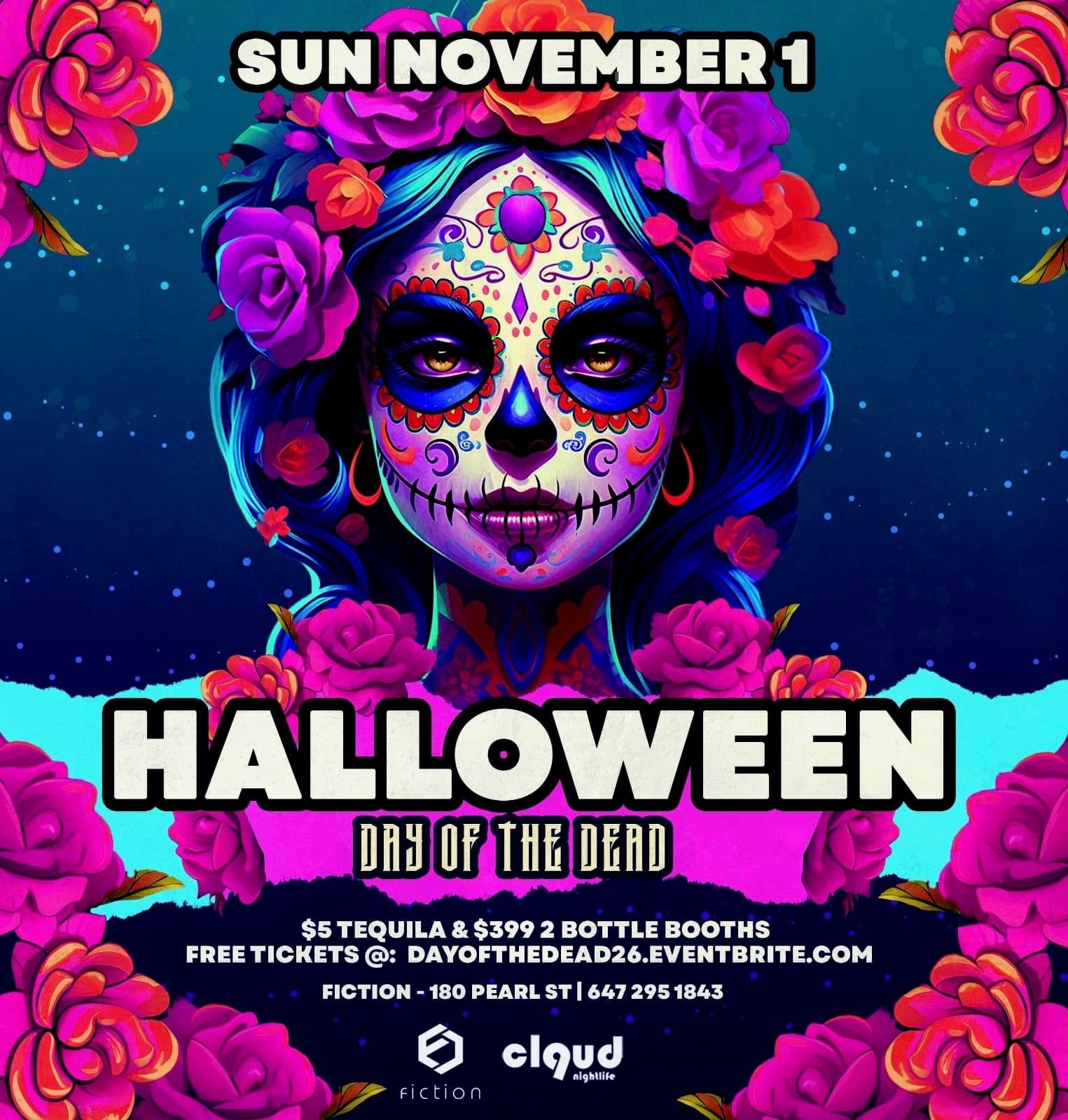HALLOWEEN - DAY OF THE DEAD @ FICTION | SUN NOV 1 | FREE ENTRY & $5 TEQUILA