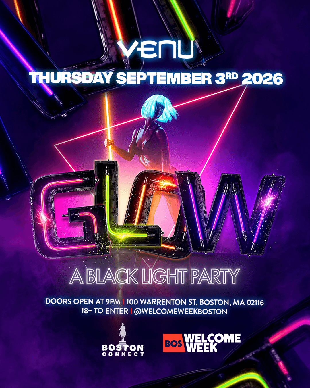 (18+) BOSTON WELCOME WEEK: GLOW - BLACK LIGHT PARTY