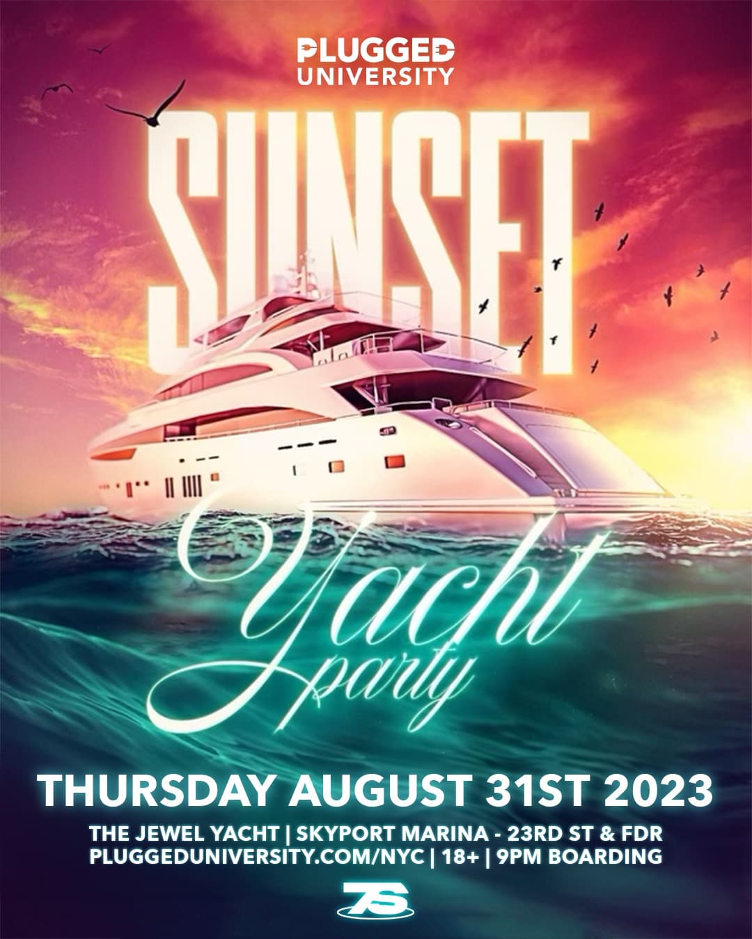 NYC WELCOME WEEK SUNSET YACHT PARTY 8/31 (18+) @ SKYPORT MARINA