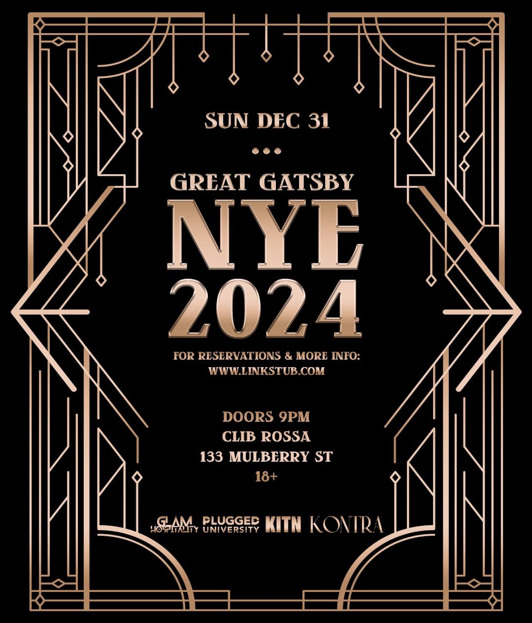NYE 2024 GREAT GATSBY PARTY @ CLUB ROSSA