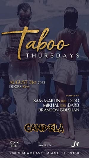 TABOO THURSDAYS @ CANDELA BAR BRICKELL