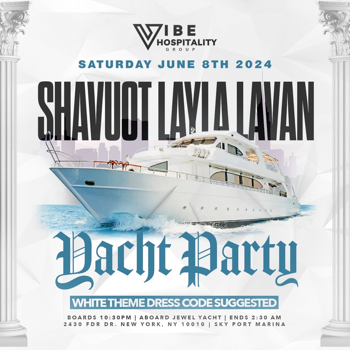 Tel Aviv Pop Up- Shavuot Layala Lavan @ Jewel Yacht 6/8
