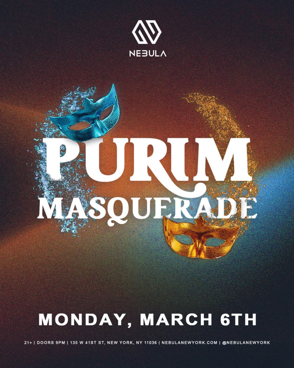 PURIM MASQUERADE @ NEBULA - MONDAY 3/6