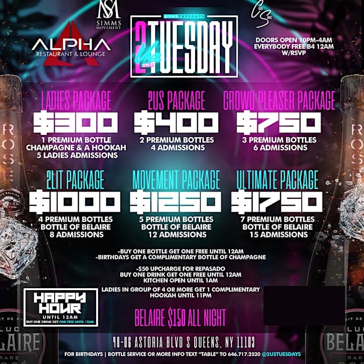 Alpha Astoria Taco 2usTuesdays Happy Hour, Live Djs, NBA Live